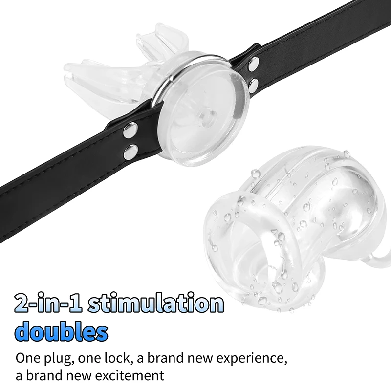 Adult Games Leather Bandl Oral Fixation Mouth Stuffed Bondage cock ring penis plug adult bdsm Chastity CockCage Sex Toys Couples - view 4