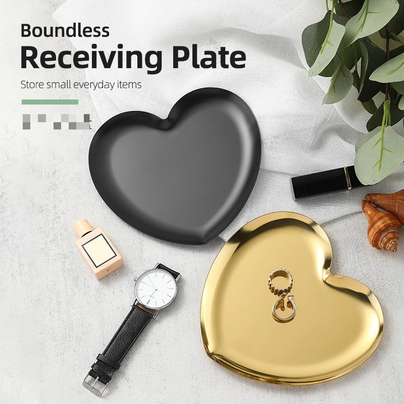 Ins Wind Stainless Steel Lip Jewelry Tray Household Cosmetics Multi-shape Purpose Metal Tray Girls Jewelry Storage Tray in Stock