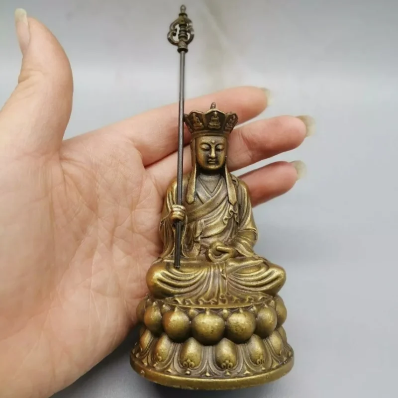 

Solid Brass Dizang King Buddha Statue Teraph Home Temple Fengshui Enshrines