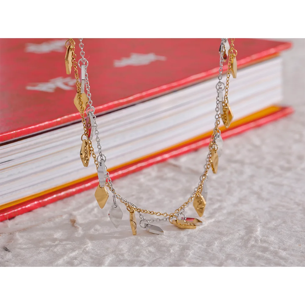 Yhpup déclaration losange chaîne goutte en acier inoxydable collier étanche pour les femmes inoxydable couleur or charme Chic bijoux