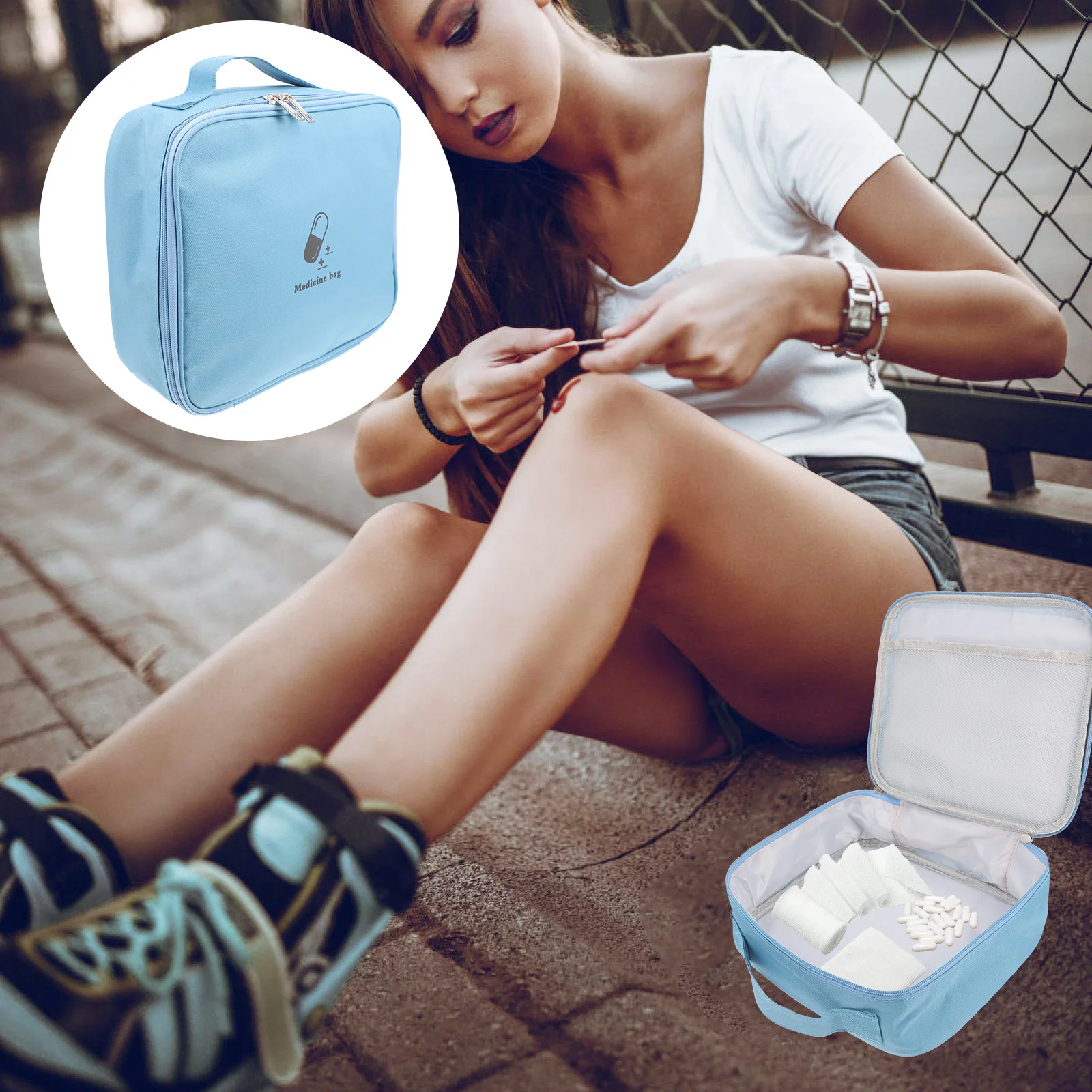 

First Aid Bag Oxford Cloth Portable Medical Pouch For Travel Emergency Storage Medicine Organizer Multi-Use Lightweight