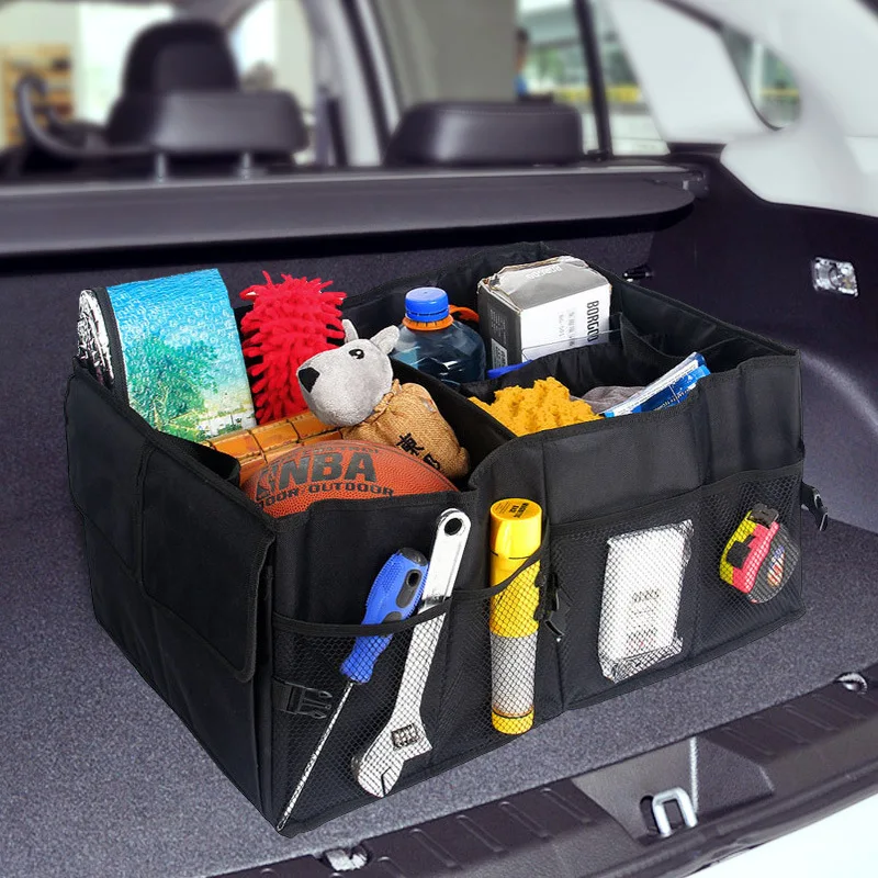 

New Universal Car Black Trunk Stowing Tidying Toys Food Storage Organizer Collapsible Truck Cargo Container Bags Box