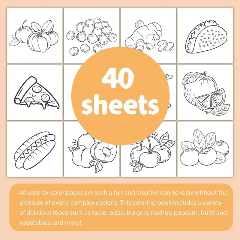 Food And Fruit Coloring Book Coloring Book For Adults And Kids Bold And Easy Colouring Book For Family Fun And Creative