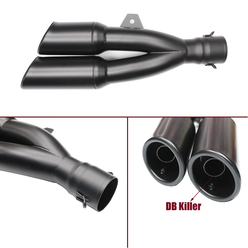 Universal Right and Left Motorcycle Double Hole Exhaust Pipe Moto Motorbike Muffler Escape For Ninja 250 R1 R3 R25 Benelli 502C