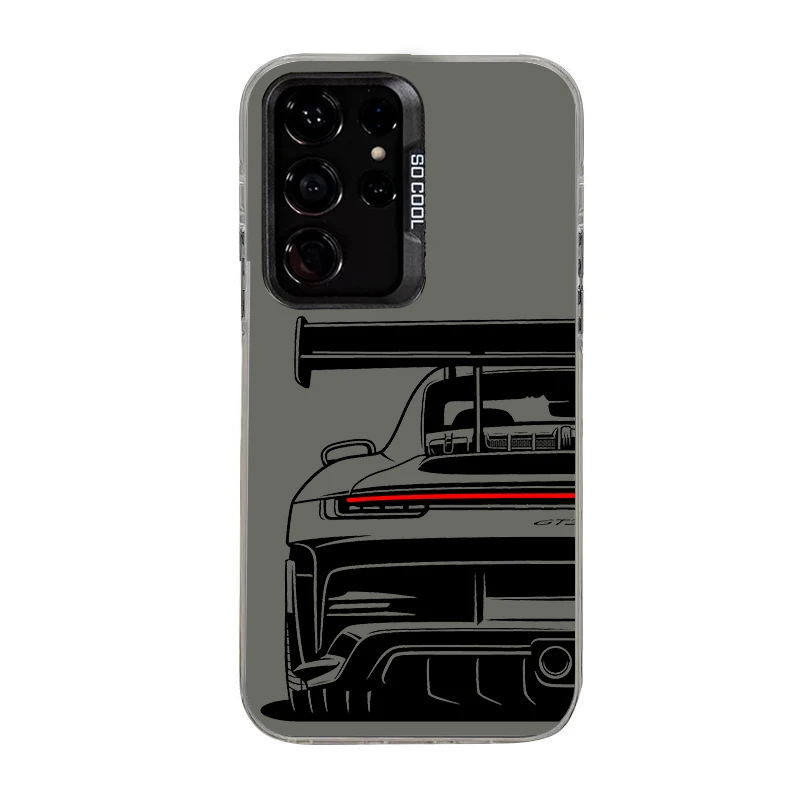 Sport Car Phone Case For Samsung S25 S24 S23 S22 S21 S20 FE Ultra Plus Laser Hard PC+TPU Cases Back Cover