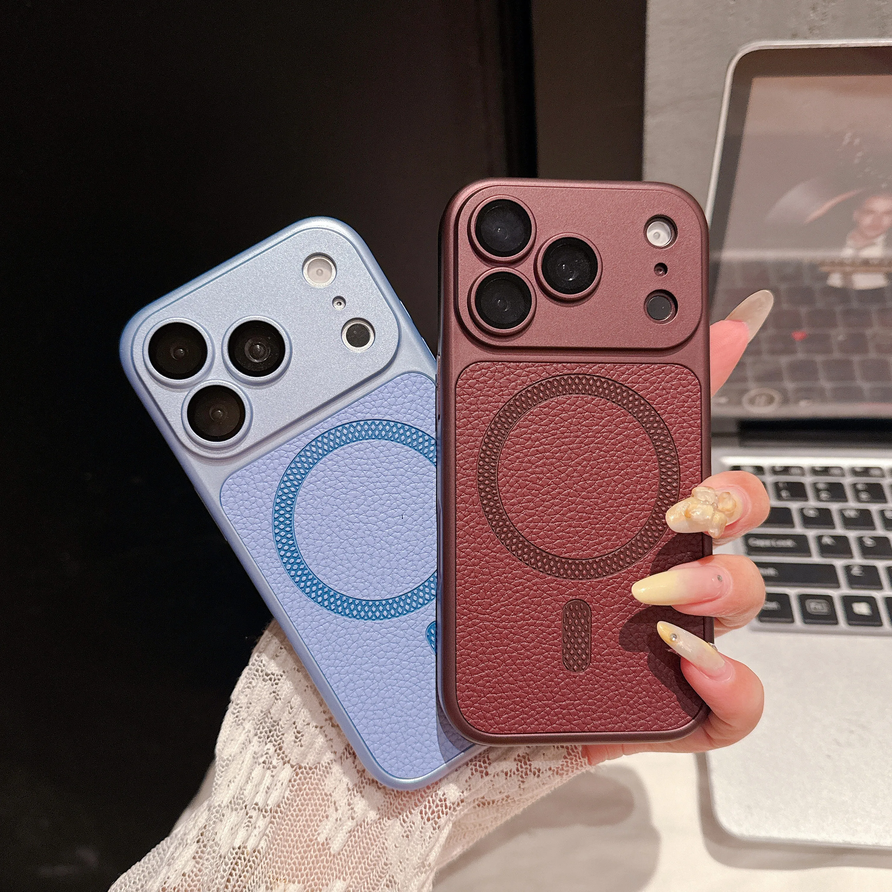 Luxury Solid Color Hard PC Phone Case With Built In Lens Film For iPhone 18 Pro Max 17 16 15 14 13 Compatible With For Magsafe
