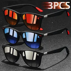 3PCS Fashion Retro Metal Square Frame Sunglasses Men Ladies 's Luxury Brand Designer Sunglasses Anti-Glare Retro Eyewear