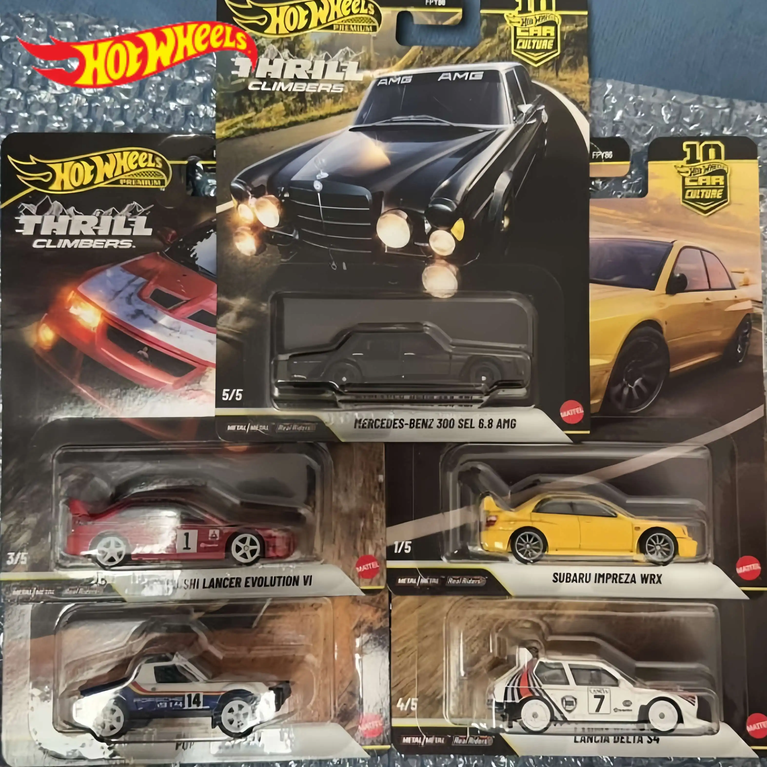 

Коллекционные модели Hot Wheels Premium FPY86 Thrill Climbers: Subaru, Porsche, Lancer EVO, Lancia, Benz 300, масштаб 1:64, подарки для коллекционеров, игрушки
