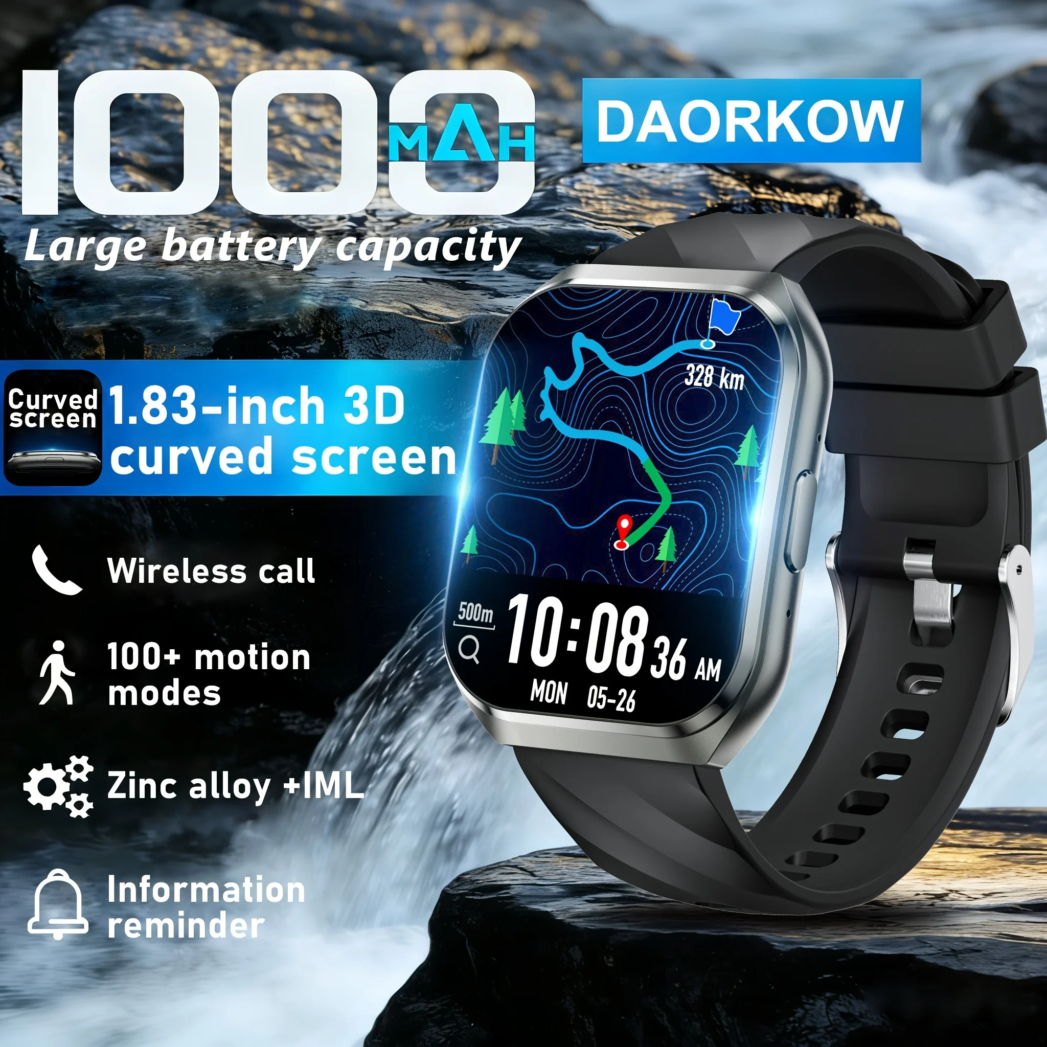 Sports Bluetooth Call IP68 Waterproof 2026 New 1000mAh Battery AMOLED HD 3D Curved surface screen Men Women SmartWatch Gift