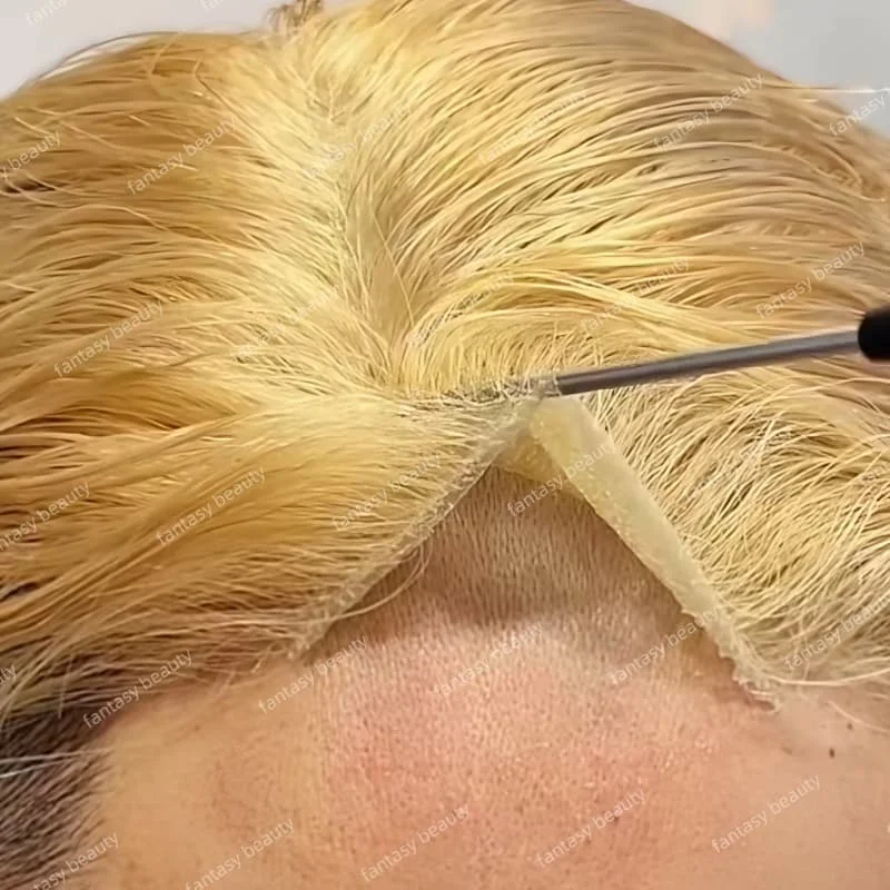 

90%-100% плотность 0,04 мм, тонкая кожа, парик из человеческих волос для мужчин, невидимые двойные узлы, мужской капиллярный протез, замена блока волос