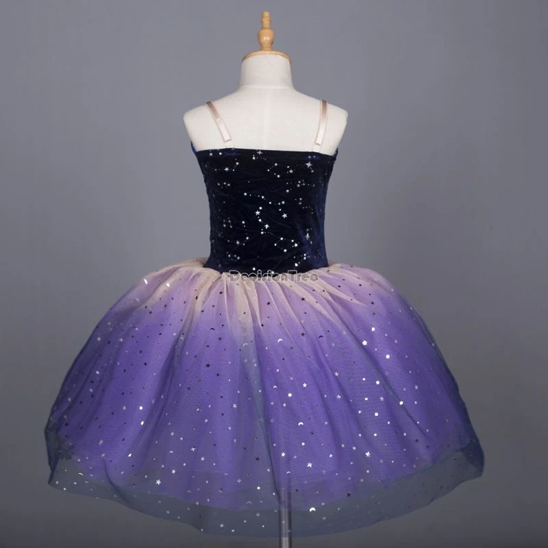 2025年 子供用バレエスカート パフォーマンス衣装 モダンダンス ロングガーゼスカート 女の子用パフスリーブガーゼノースリーブバレエダンススカート