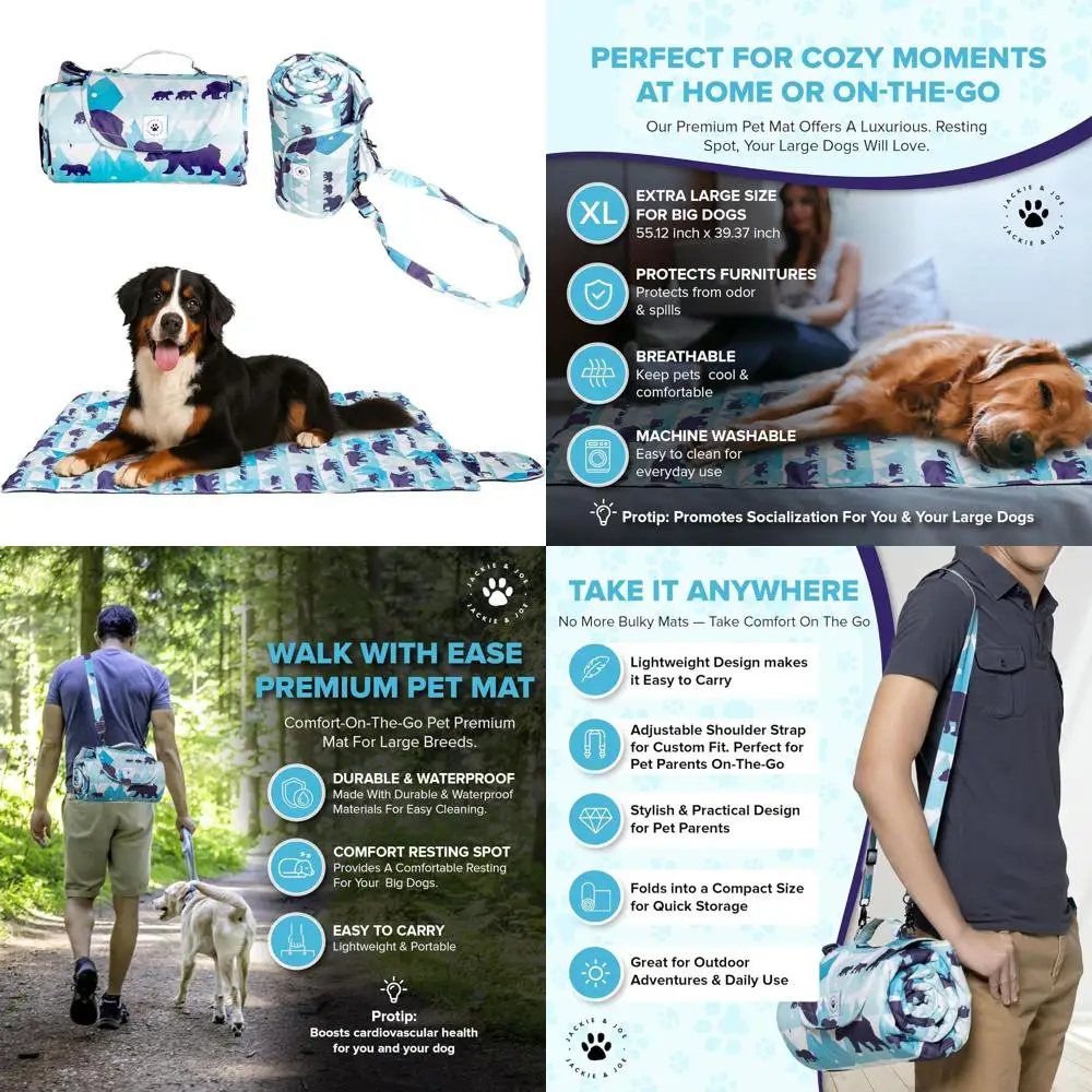 

Портативная складная кровать для собак XL — моющийся и легкий коврик 55x39, для использования в помещении, на открытом воздухе, в автомобиле и кемпинге — синий