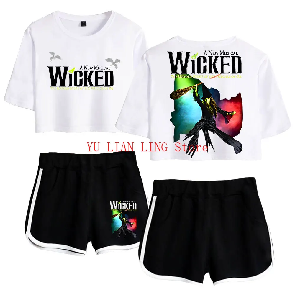 Film WICKED The Musical Merch Set da donna estivo Crop Top Pantaloncini Completi a due pezzi Tuta da donna casual Tuta sportiva