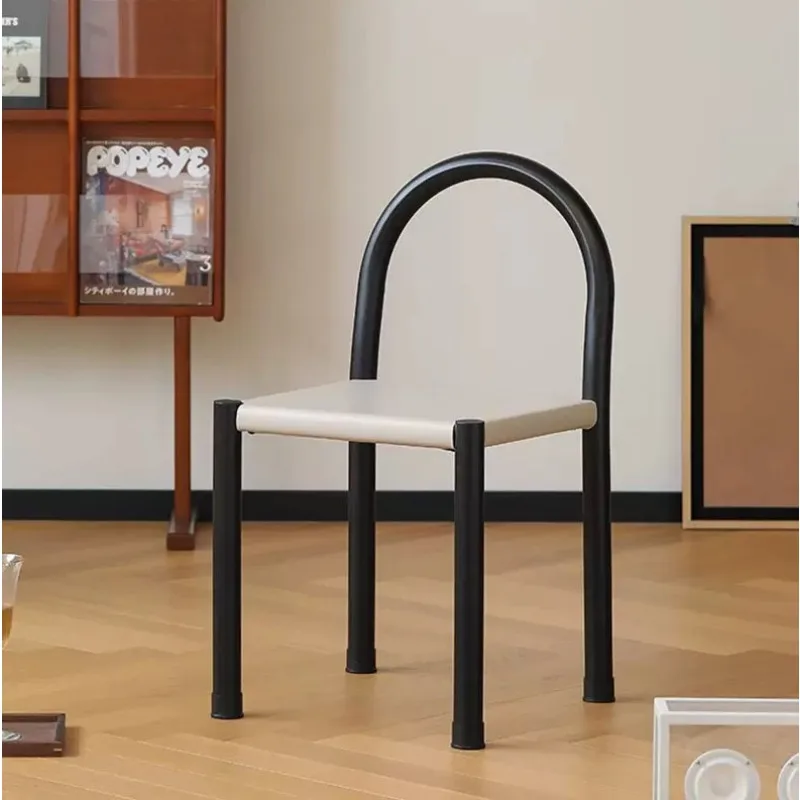 

Nordic dining chair wrought iron designer saddle leather equal chair negotiation household simple creative leisure c