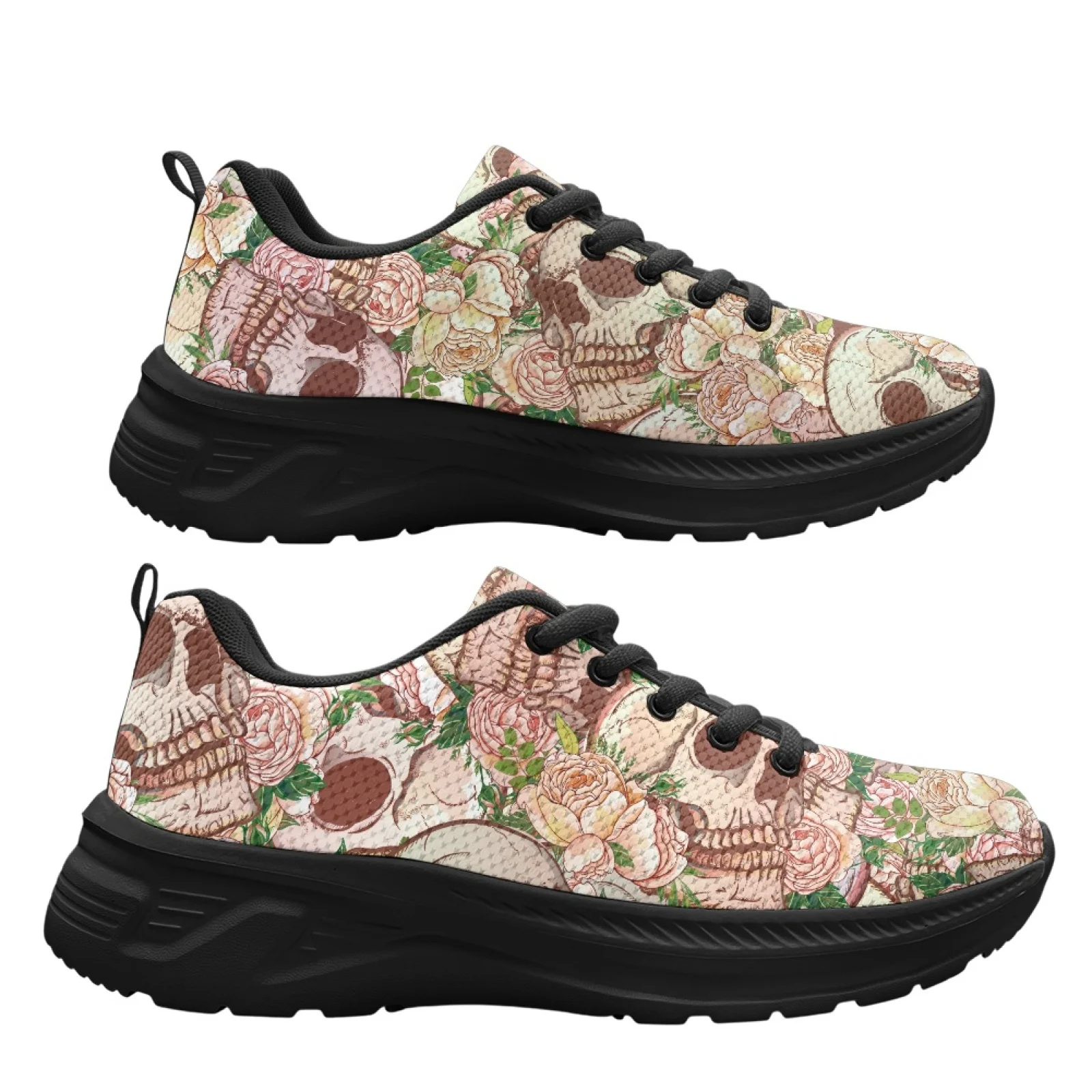 PENSTROLL Skull and Rose Running Shoes Mesh & EVA Hiking Shoes Non Slip Men's Core Jogger Sneakers for Training