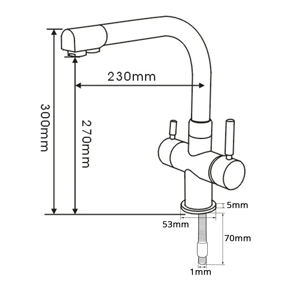 5 Yr Warranty New Arrival 100% Solid Brass Round Style 3 Way Kitchen Mixer Faucet Crane Tap Hot and Cold and Pure Water Filter