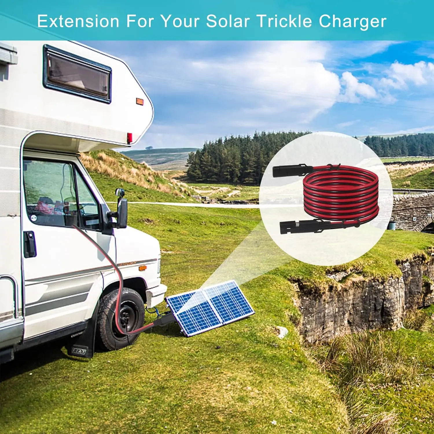 سلك تمديد عالي التحمل 16AWG 12FT مع SAE 2Pin قطع الاتصال السريع ومحول عكسي قطبي لشاحن الخدع الشمسي #4