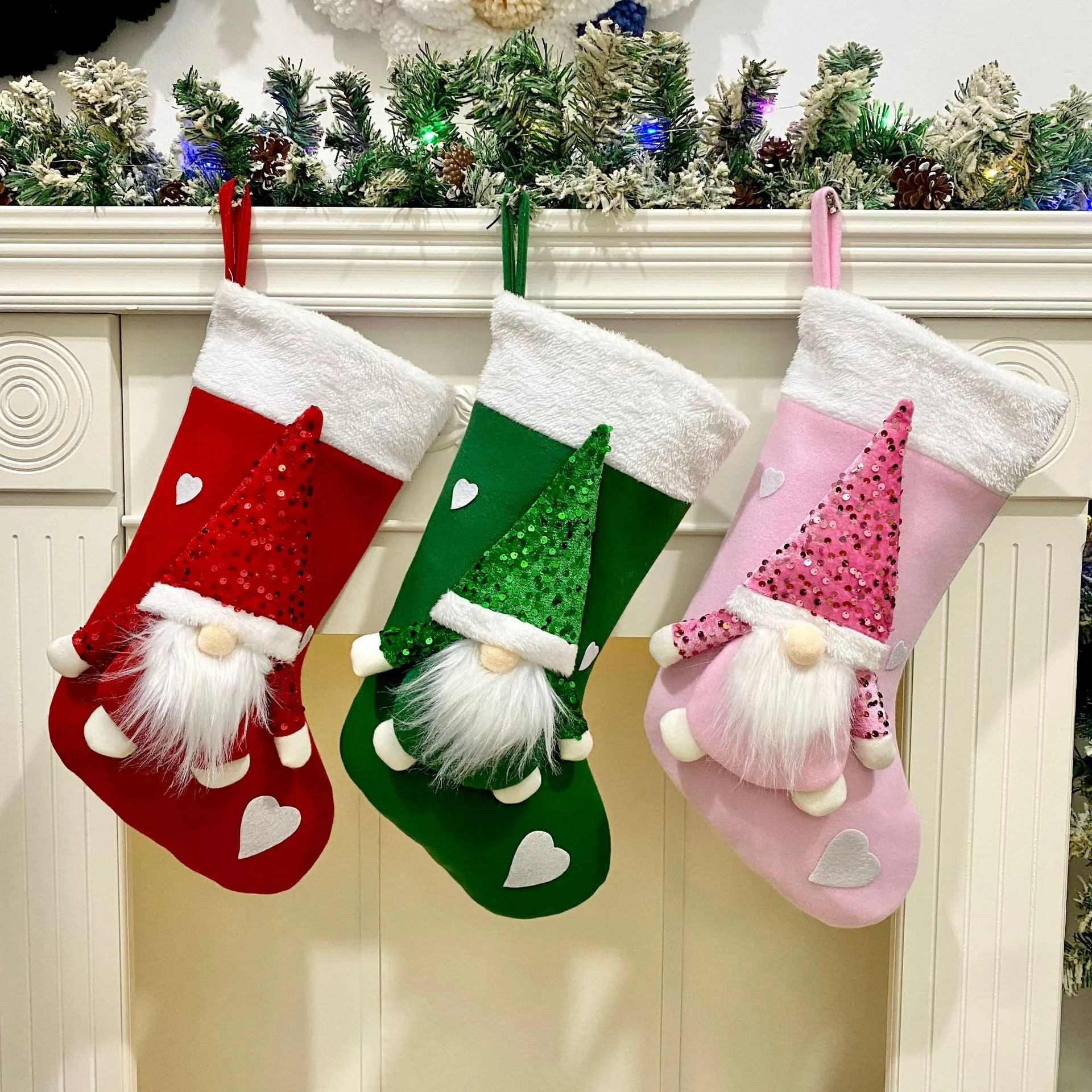 1PC Christmas Socks Valentine's Day Gift Bag Christmas Glitter Faceless Doll Pendant Christmas Decoration