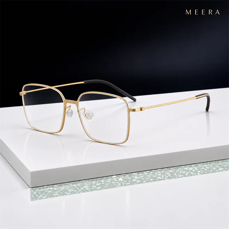 2201 Danish Designer Women's Vintage Square Myopia Glasses Men Near Sight Eyeglasses Luxury Titanium Frame Minus Sight Eyewear