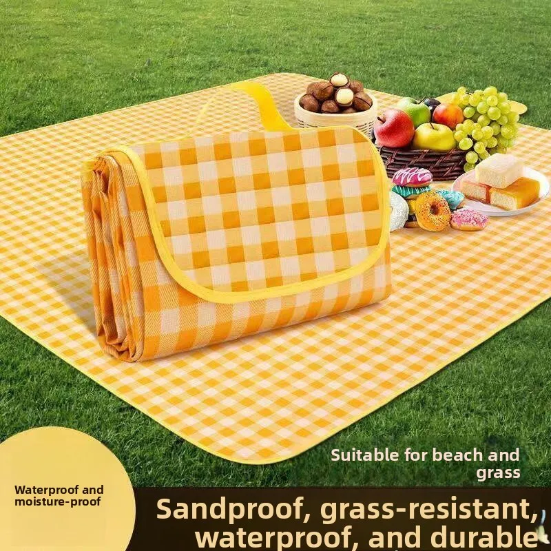 

Утолщенный переносной коврик для пикника, кемпинга и походов, водонепроницаемый, влагостойкий, из ПЭ-хлопка с флисом, для газона, подушка-подстилка