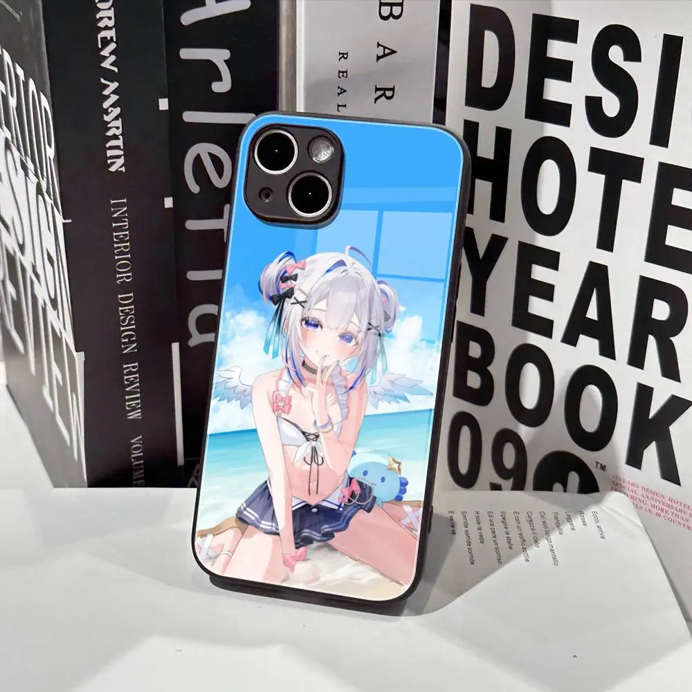 حافظة هاتف Hololive Amane Kanata من الزجاج المقسى لهاتف آيفون 17 16 15 Pro Max 14 13 12 Mini Plus حافظة هاتف سامسونج S25 24 Ultra