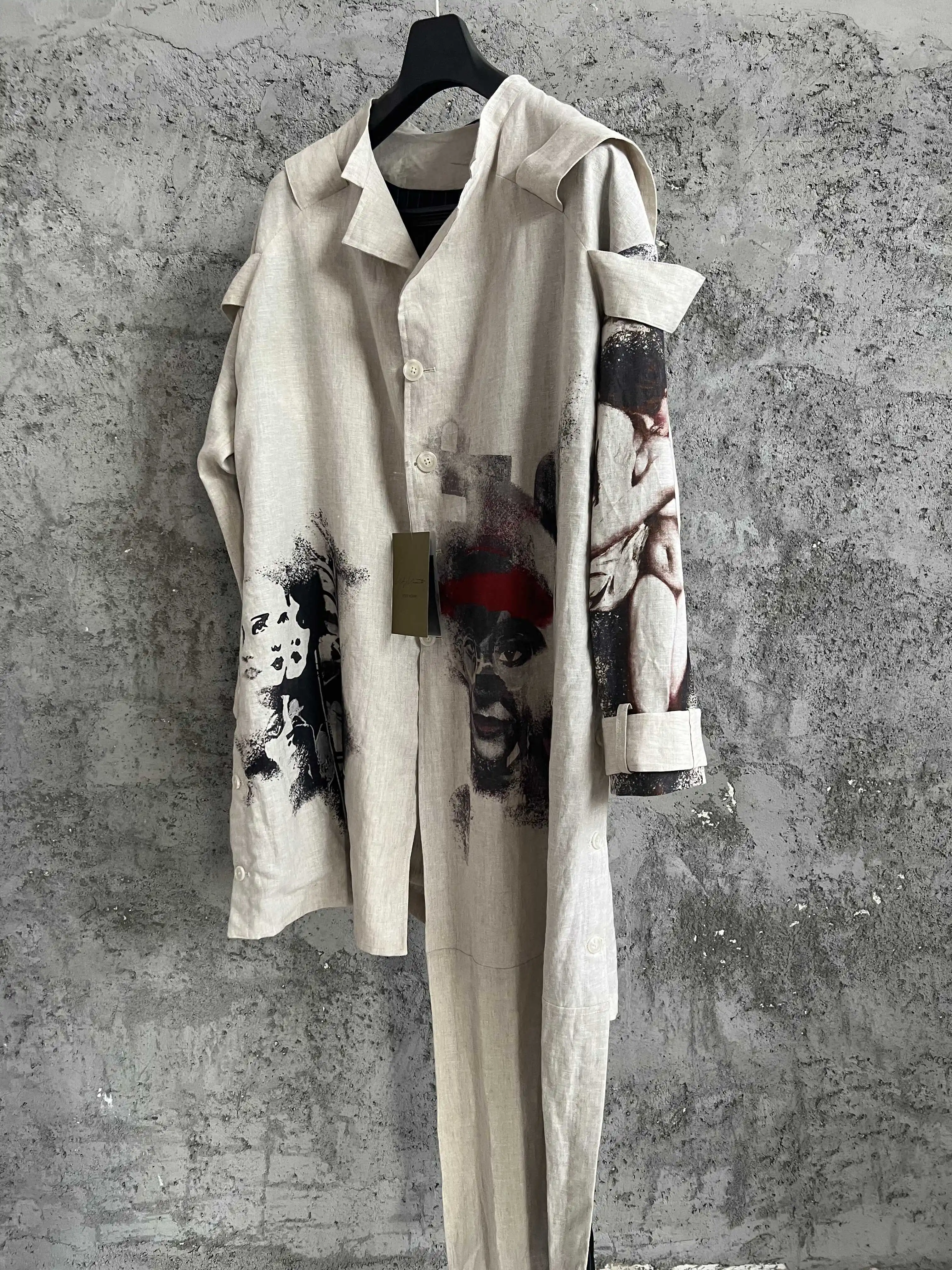 TOP-YAMAMOTO dark original print pattern asymmetrical swaying jacket exterior