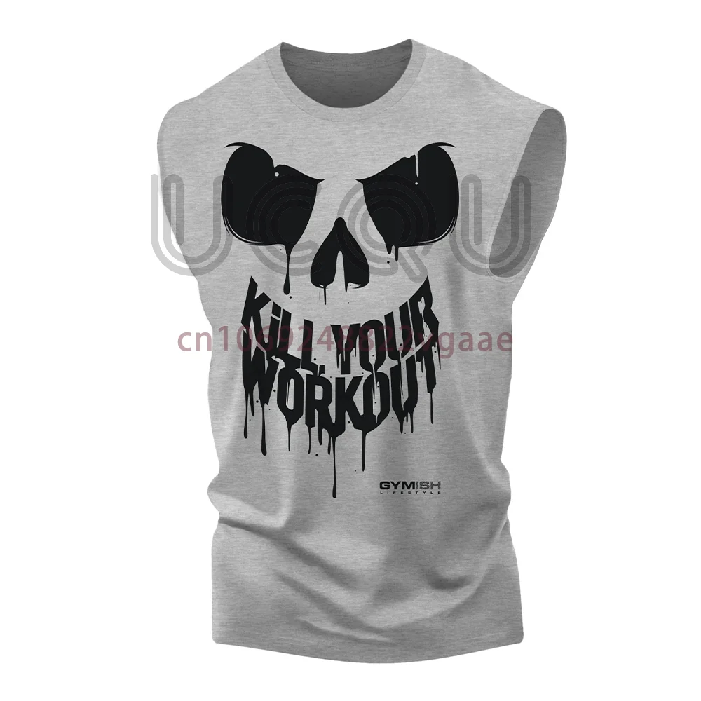 

Men Boy Tee Top Clothes Casual Sport Bodybuilding Gym Kill Your Workout Funny Muscle Tank Top Vest Fitness Quick-Drying T Shirt