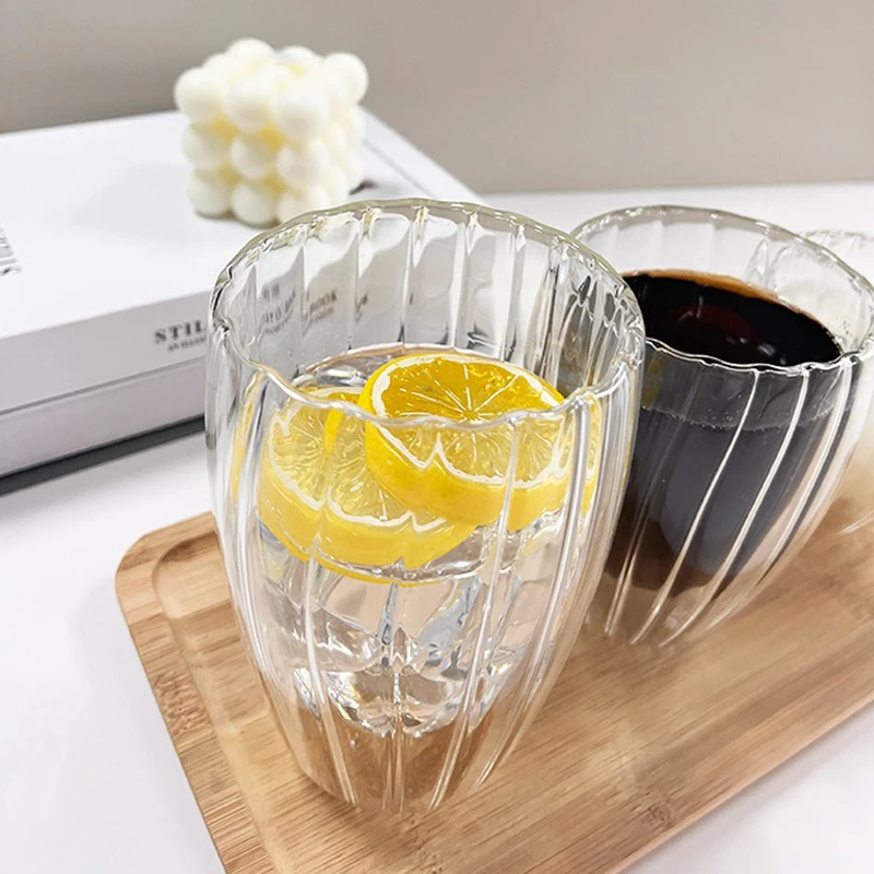 250-450ML Double Wall Glass Cup Transparent Heat-resistant Coffee Cup Tea Milk Juice Mug Home Beer Mug Water Glasse Drinkware