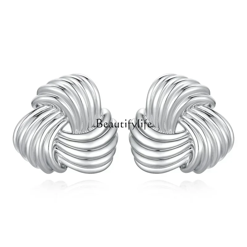 

Wire Ball Stud Earrings Women's High-Grade Fashion All-Match Exquisite Design Silver Needle Ear Jewelry