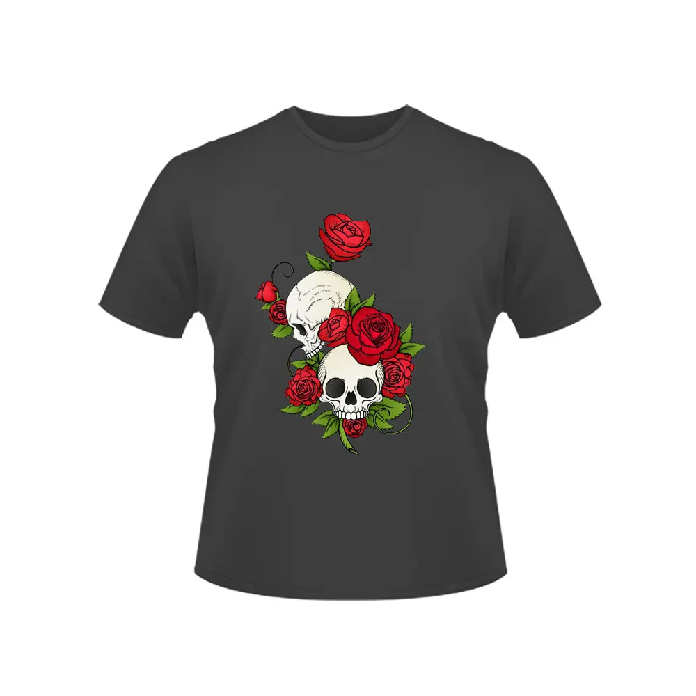 Rose Skull Iron On Patches For Clothes Punk Style Heat Transfer Stickers For T-shirt Decals Thermal Sticker Stripes Iron Paches