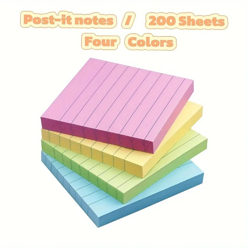 200 Sheets Self Stick Notepad Divider Desktop Notepad Striped Sticky Notepads Scratch Pads Card Stock Bookmark