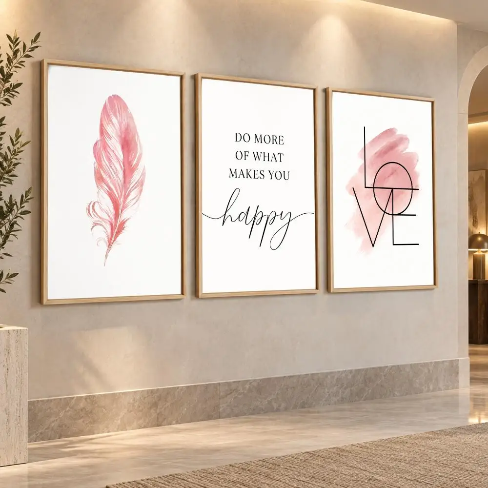 Do More Of What Makes You Happy Painting Calligraphy Canvas Prints Set of 3 Wall Art for Living Room Decor Vintage Decals
