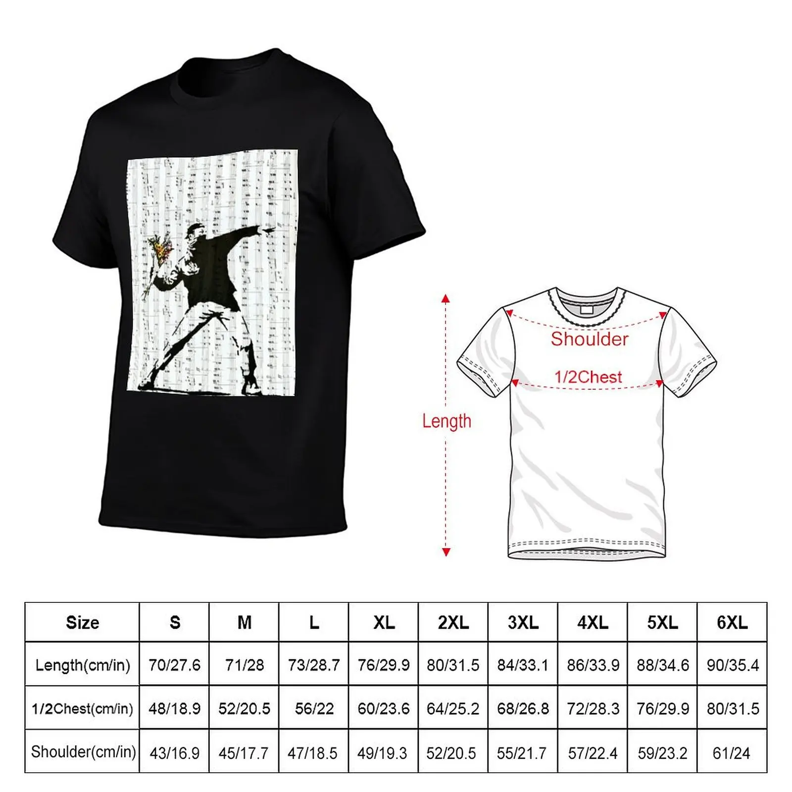 Rage - The Flower Thrower by Banksy, Street Art Work T-Shirt Lightweight Casual Summer T-Shirt