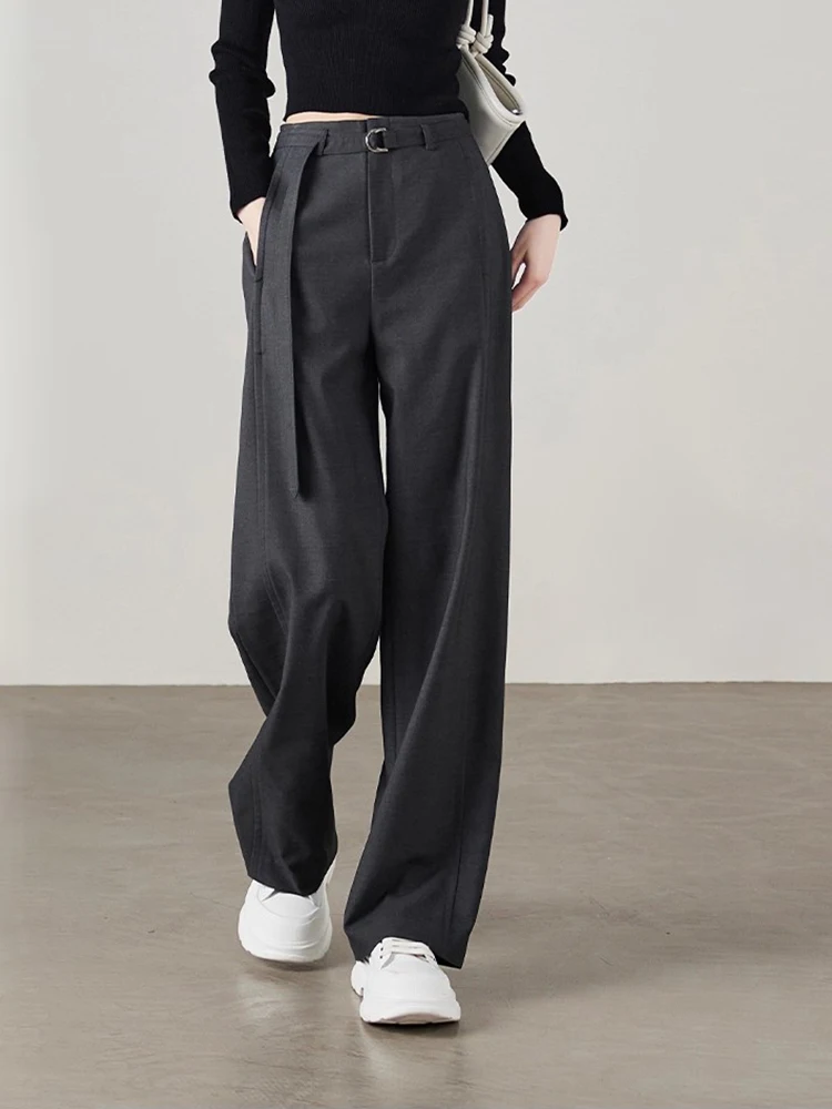 

Женские брюки-костюм с высокой талией, прямые, свободного кроя, в пол, повседневные, в корейском стиле, для работы и отдыха