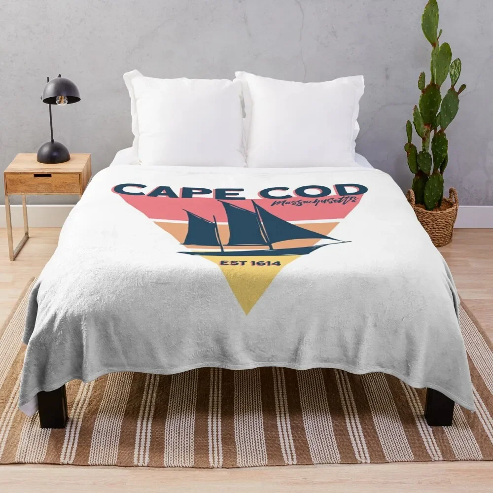 Cape Cod Sailboat Massachusetts Summer Vibes Throw Blanket Flannel funny gift wednesday for sofa Blankets