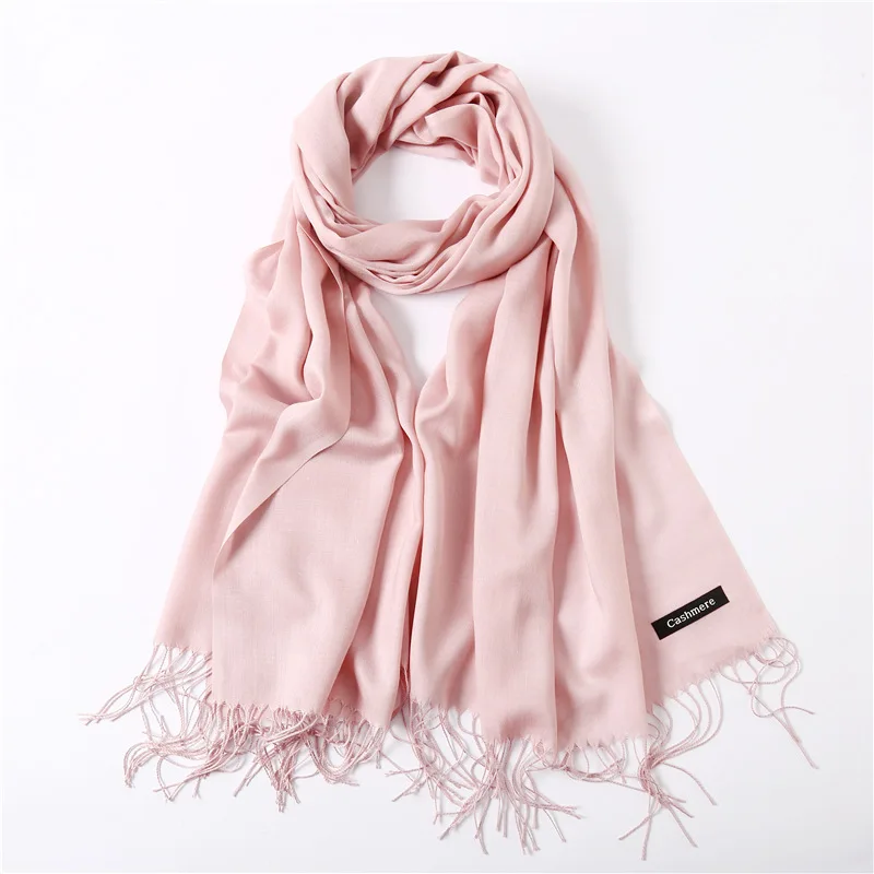 Fashion Solid Schal Frauen Kaschmir Weiche Winter Warme Schals Hijab Weibliche Lange Stirnband Schal Wraps Bandana Foulard 2022 Echarpe – Detail 39
