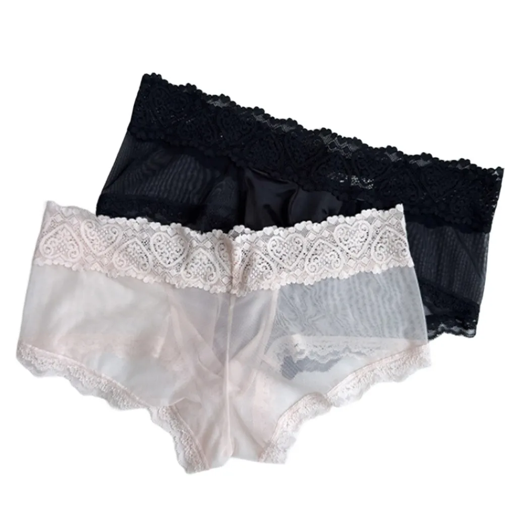 Men Ice Silk Lace Transparent Hot Panties Briefs Low Waist Boxer Soft Jockstrap Pouch Thin Summer Male Underwear