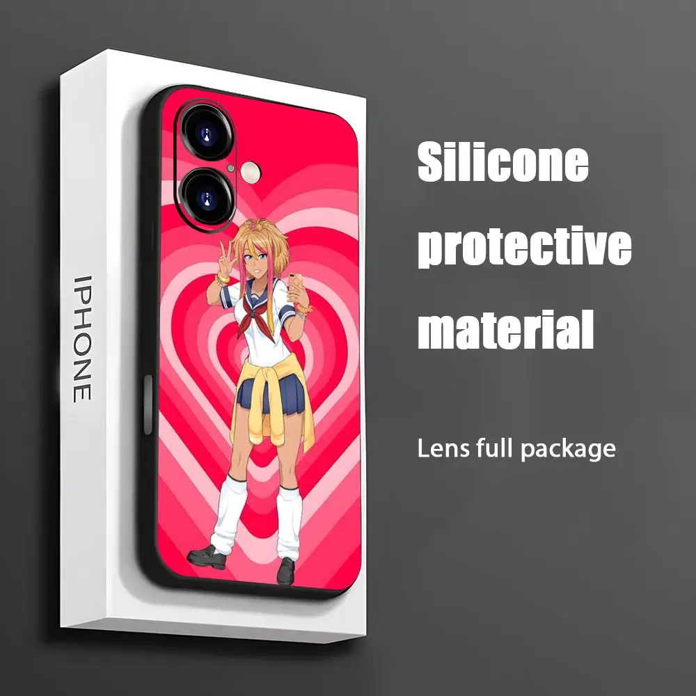 Yandere bully simulador juego funda de teléfono para iPhone 16 15 14 13 12 11 X XR XS 8 Plus Mini Pro Max suave negro cubierta a prueba de golpes