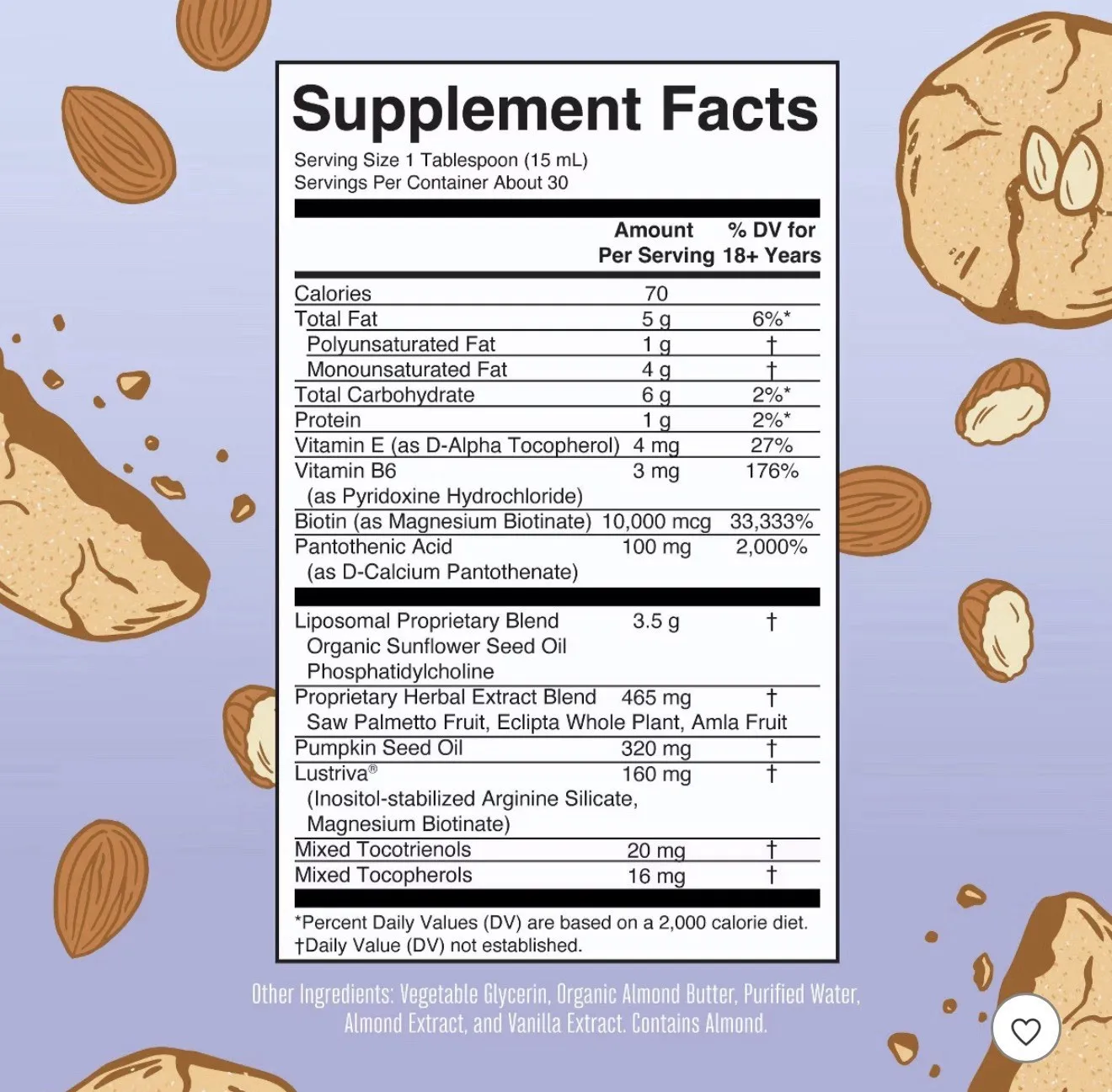 Growth Liquid Supplement Biotin Almond Cookie, 15.22 FL oz