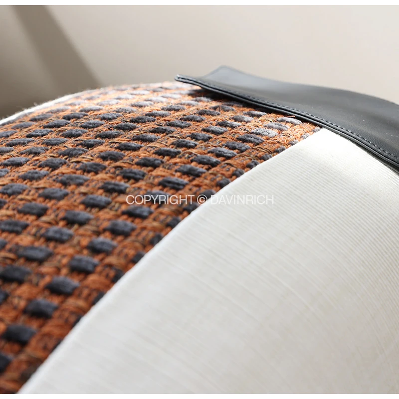 DAVINRICH  H Style Chain Geometric Art Cushion Cover High Grade Hide Leather Luxury Handmade Decorative Throw Pillowcase 45x45cm