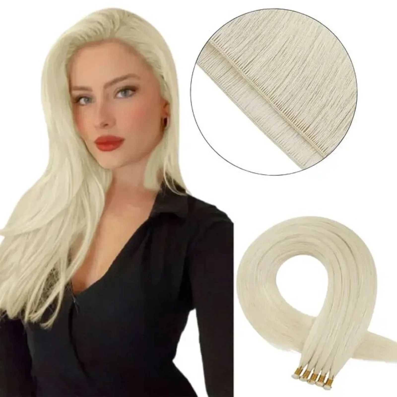 

YoungSee Virgin Hand Tied Weft High Quality Bundles Silky Straight Whitest Blonde Virgin Hair 14-24inches 10-30G For Woman