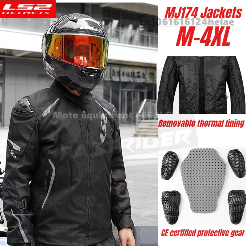 

LS2 MJ174 Motorcycle Riding Clothes Women's Men's Warm Waterproof Windproof Rally Suit CE Anti Fall Motorbike Jacket Original