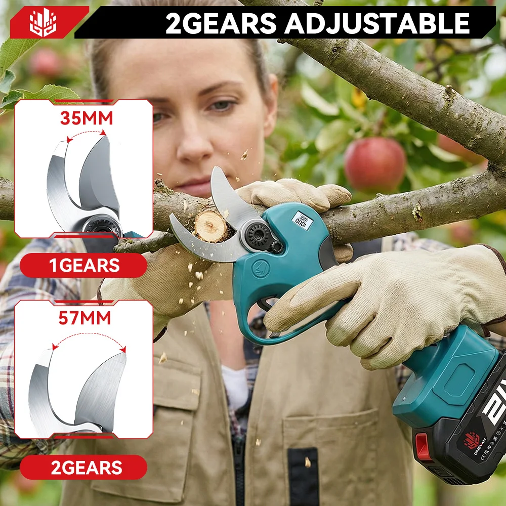 ONEVAN 45MM Brushless Telescoping Pole Electric Pruning Shear 2 IN 1 High Branch Garden Power Tool For 21V 18V Battery