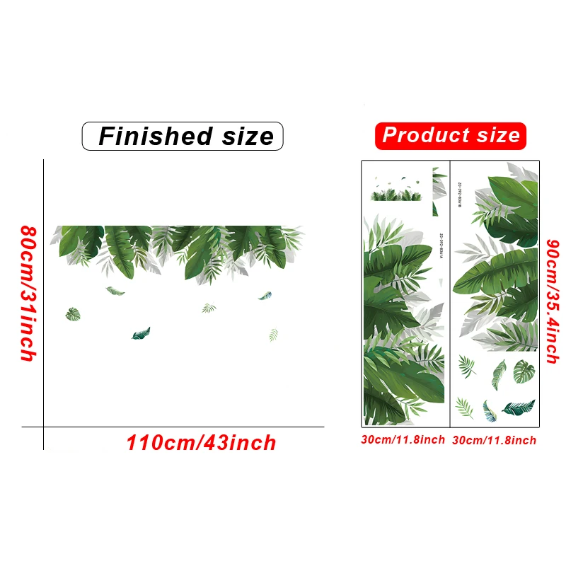Tropical Plants Banana Leaf Wall Stickers for Living room Bedroom Background Wall Decor Vinyl Wall Decal Home Decor Wall Posters image 2