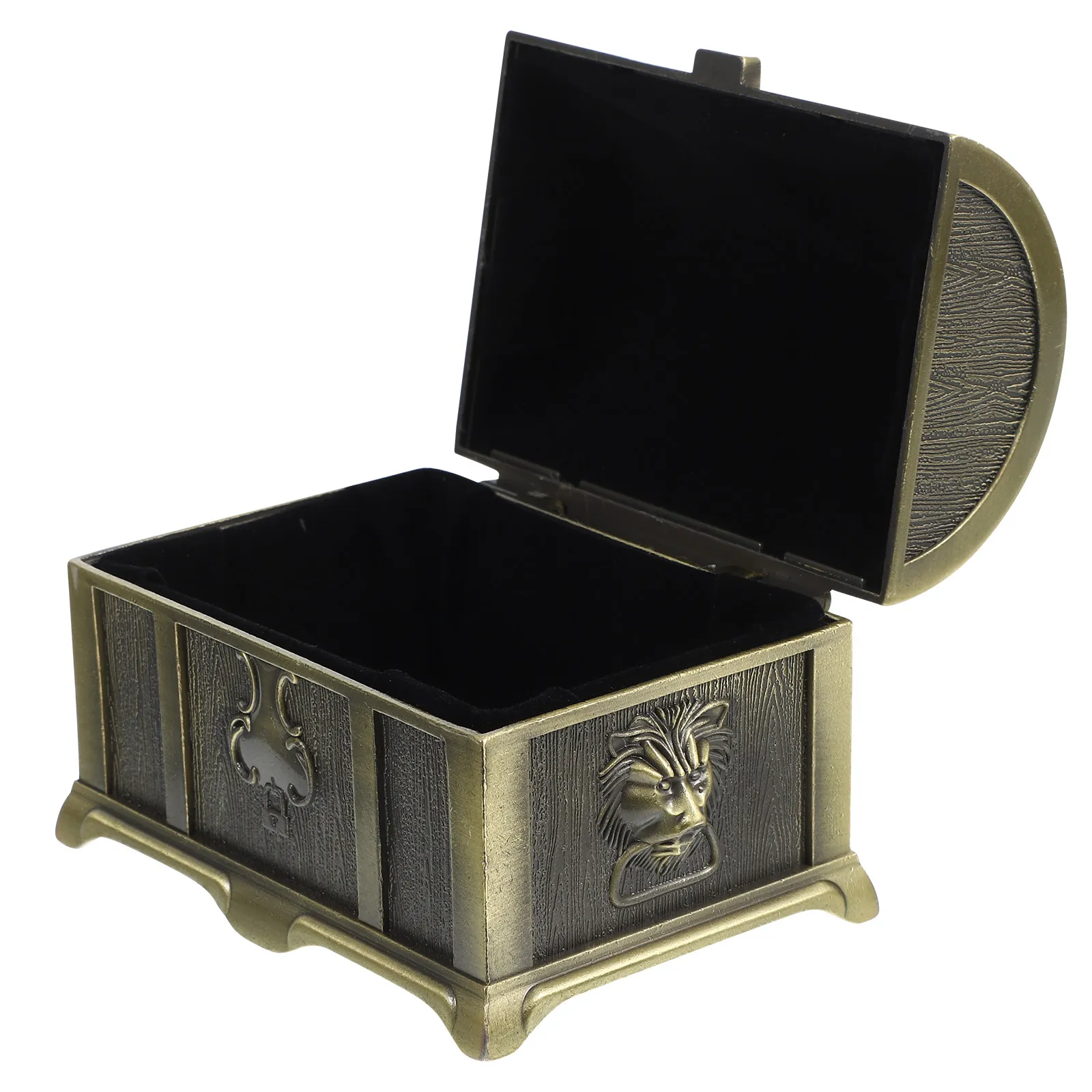 

Vintage Metal Treasure Chest Jewelry Box for Earrings Rings Pendants Amber Trinkets Storage Organizer Retro Decorative Alloy