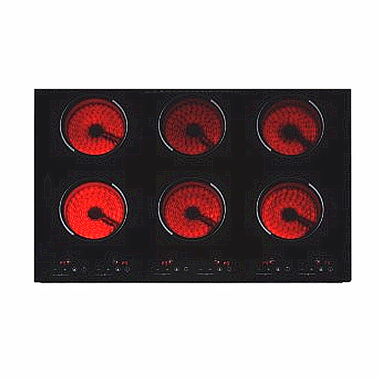 6-Burner Ceramic Glass Hob Built-in Electric Cooktop with 6 Cooking Zones for Easy Installation