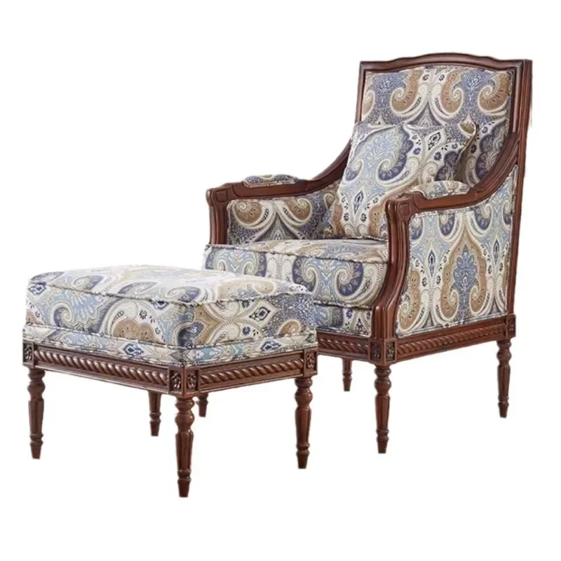 American tiger chair European neoclassical solid wood sofa single sofa modern casual armrest single chair
