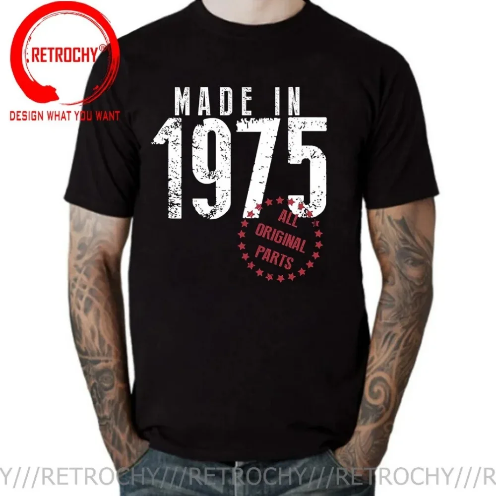 48TH Birthday Gift Vintage Made in 1975 48 Years Old Mixtape T Shirt Cassette Tape T Shirts Men Born in 1975 Male Black T-shirt