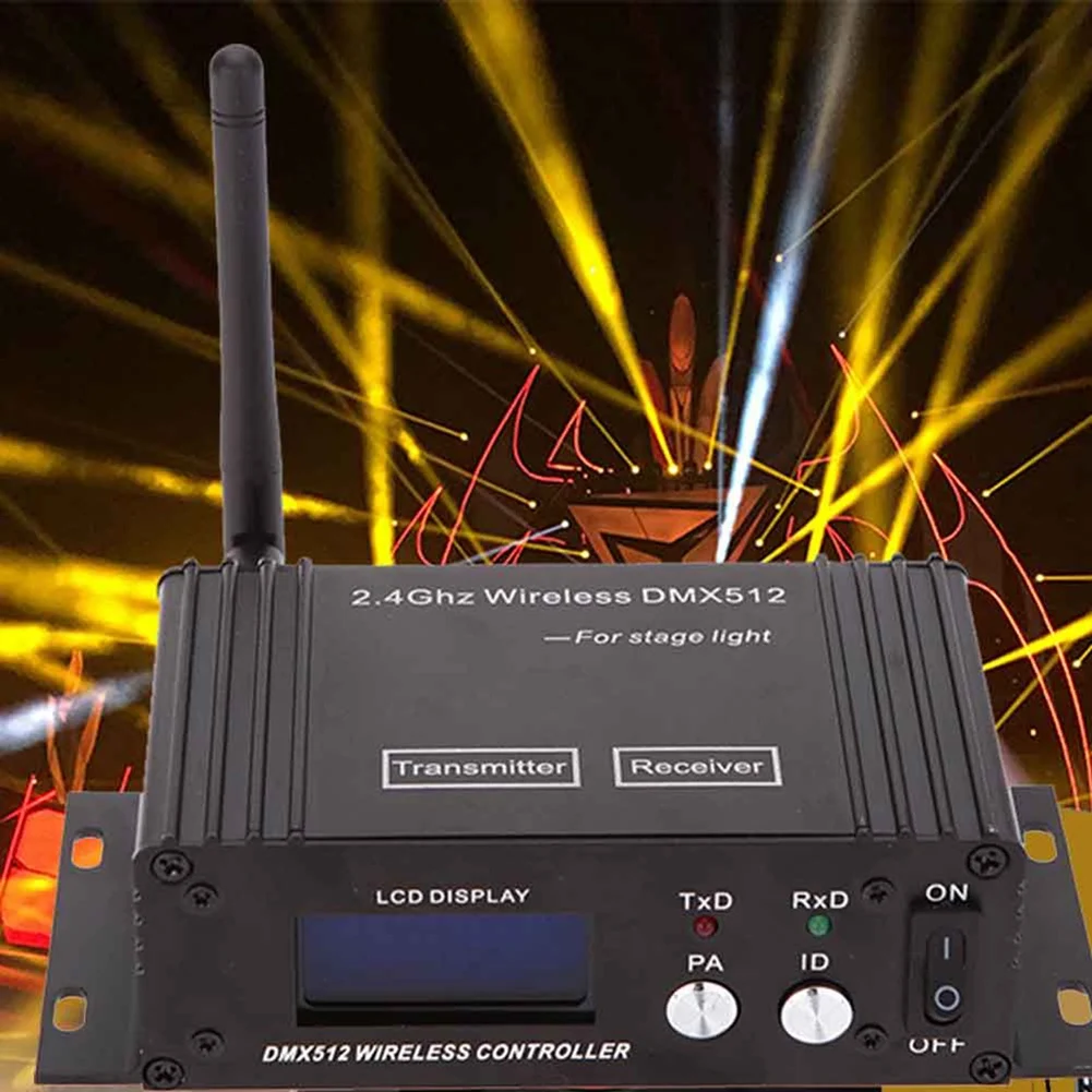 CHCH 2.4G Wireless DMX 512 Controller Transmitter Receiver LCD Display Power Adjustable Repeater Lighting Controller