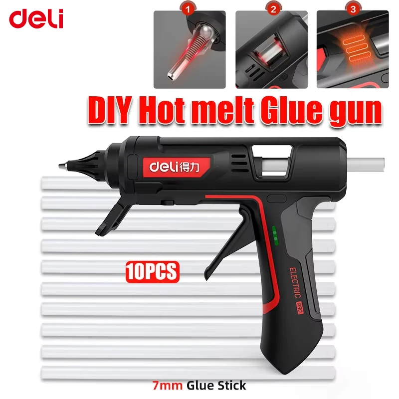 Deli 40W Hot Melt Glue Gun DIY Household Industrial Glue Guns with 10pcs Glue Sticks, for DIY, Sealing, Arts & Crafts Projects